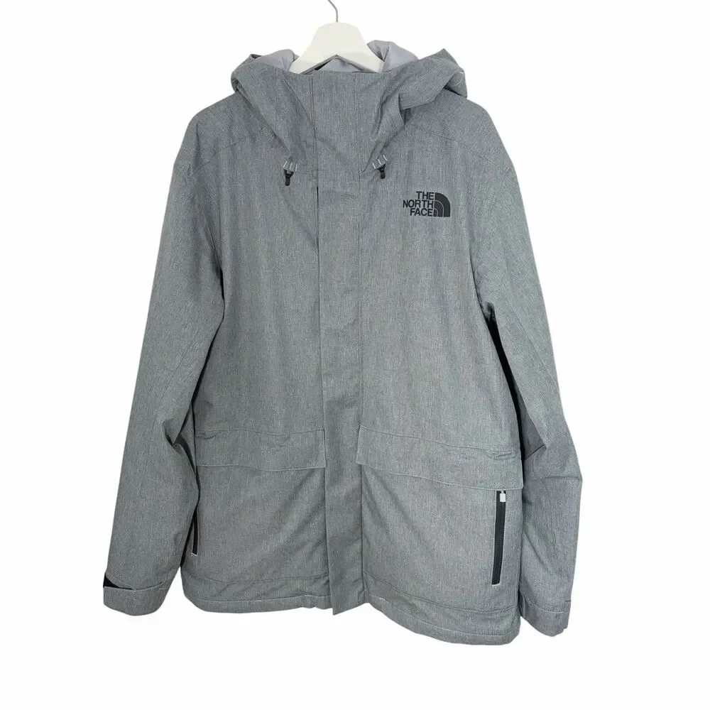 The North Face Mens Large Hooded Decent Jacket Gray Full Zip No Lining